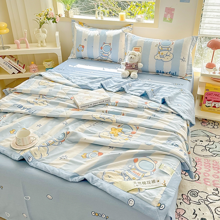 91家纺网 家纺一手货源 找家纺 栩裕纺织 2025新款全棉印染棉花夏被夏凉被空调被 遨游星际