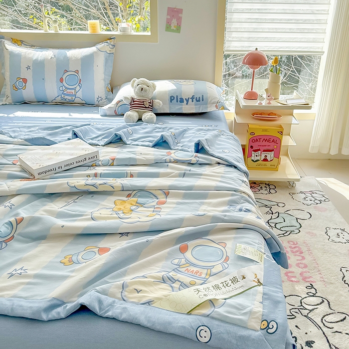 91家纺网 家纺一手货源 找家纺 栩裕纺织 2025新款全棉印染棉花夏被夏凉被空调被 遨游星际