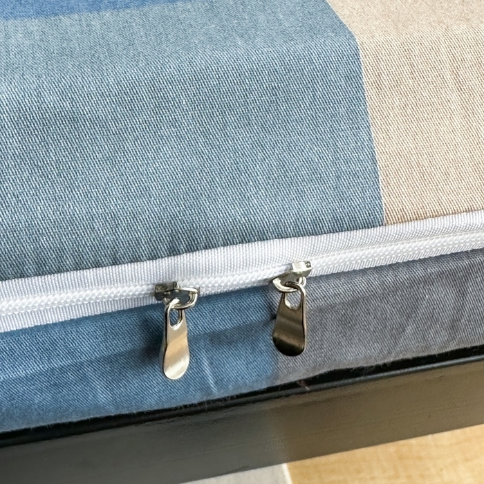 91家纺网 家纺一手货源 找家纺 凌云家纺 2025新款全棉学生宿舍单人床垫海绵垫租房专用可拆卸 灰蓝格-全棉床套+床垫 可拆洗