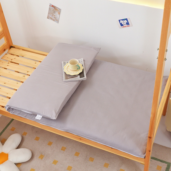 凌云家纺 2025新款全棉学生宿舍单人床垫海绵垫租房专用可拆卸 简约灰-全棉床套+床垫 可拆洗