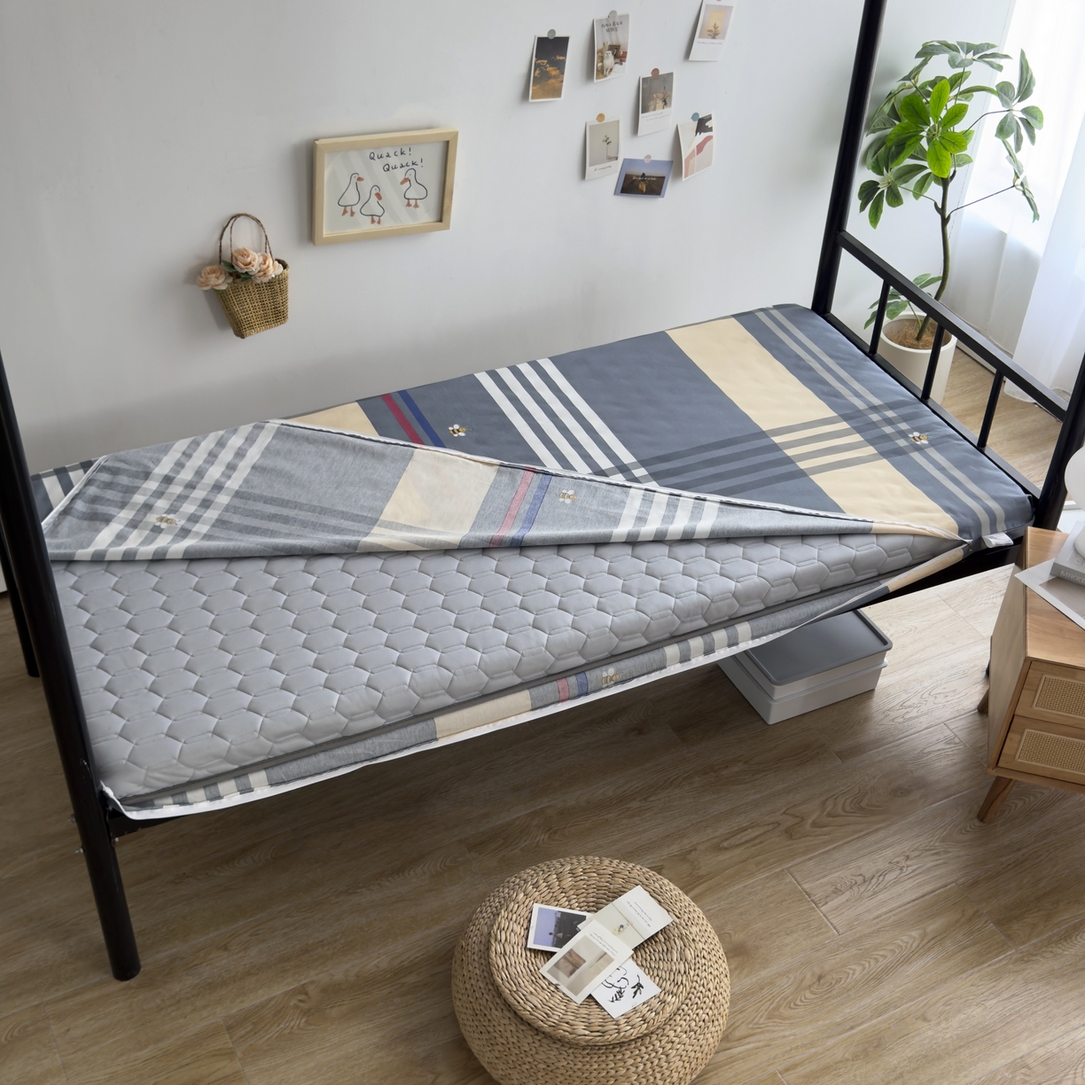 凌云家纺 2025新款全棉学生宿舍单人床垫海绵垫租房专用可拆卸 品质生活-全棉床套+床垫 可拆洗