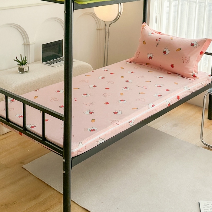 凌云家纺 2025新款全棉学生宿舍单人床垫海绵垫租房专用可拆卸 水果兔-全棉床套+床垫 可拆洗