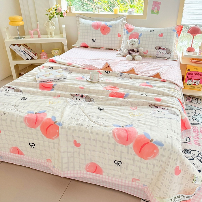 91家纺网 家纺一手货源 找家纺 栩裕纺织 2025新款全棉印染棉花夏被夏凉被空调被 粉桃之恋