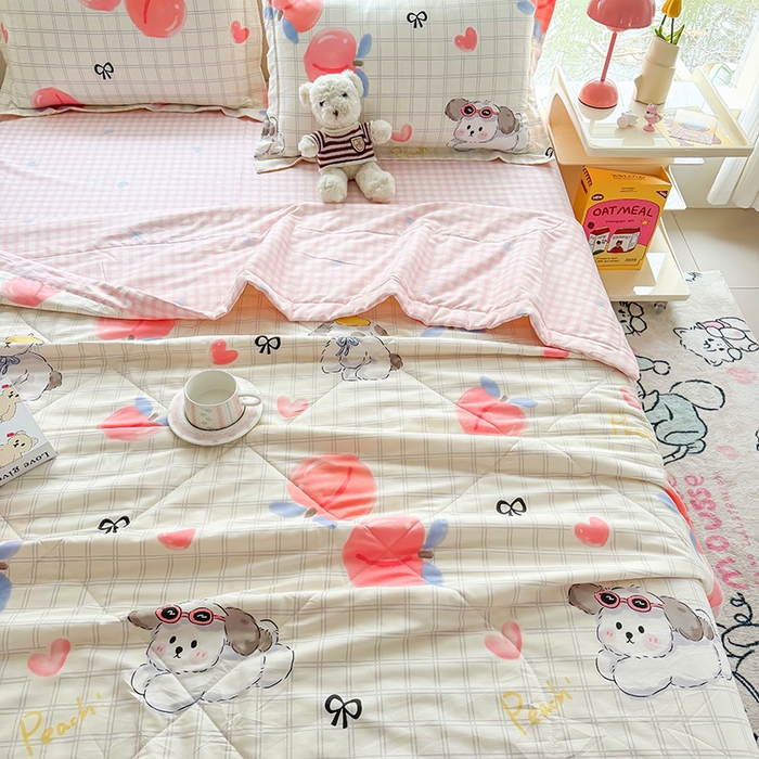 91家纺网 家纺一手货源 找家纺 栩裕纺织 2025新款全棉印染棉花夏被夏凉被空调被 粉桃之恋