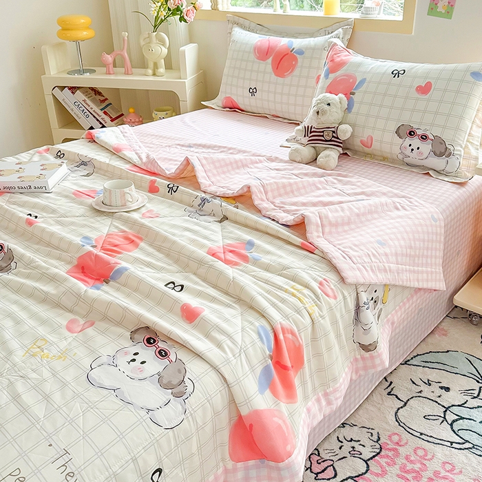 91家纺网 家纺一手货源 找家纺 栩裕纺织 2025新款全棉印染棉花夏被夏凉被空调被 粉桃之恋