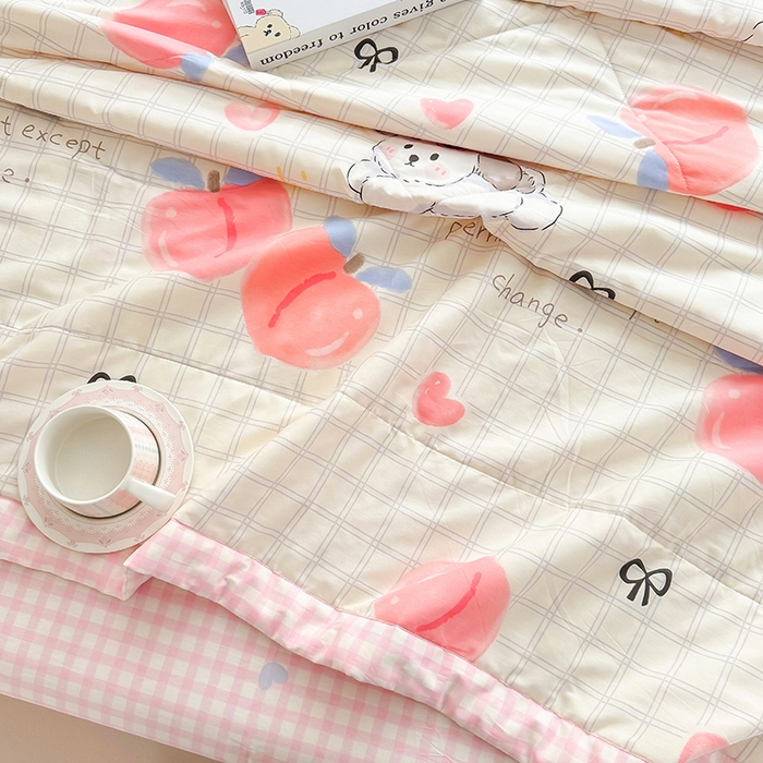 91家纺网 家纺一手货源 找家纺 栩裕纺织 2025新款全棉印染棉花夏被夏凉被空调被 粉桃之恋