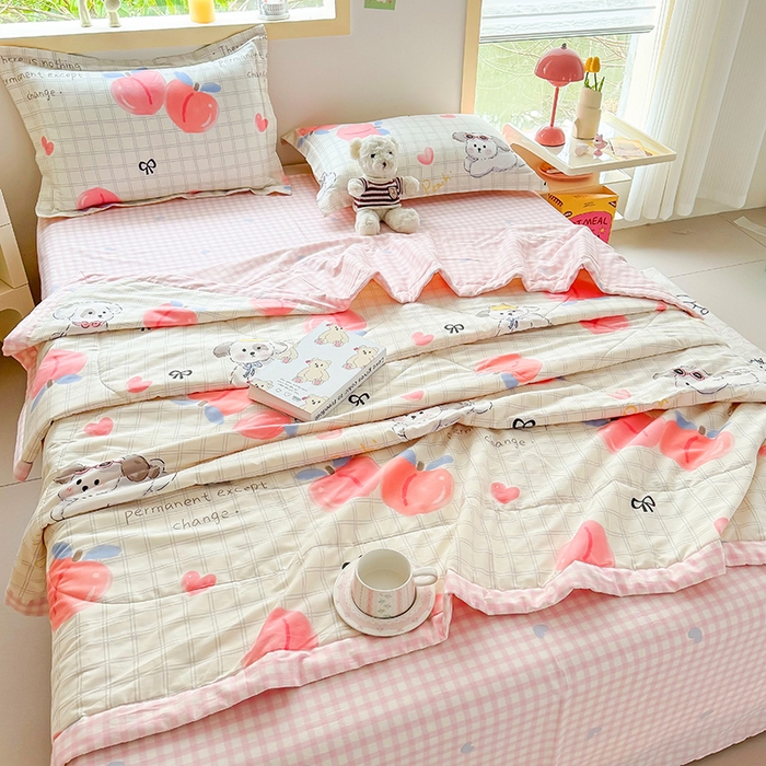 91家纺网 家纺一手货源 找家纺 栩裕纺织 2025新款全棉印染棉花夏被夏凉被空调被 粉桃之恋