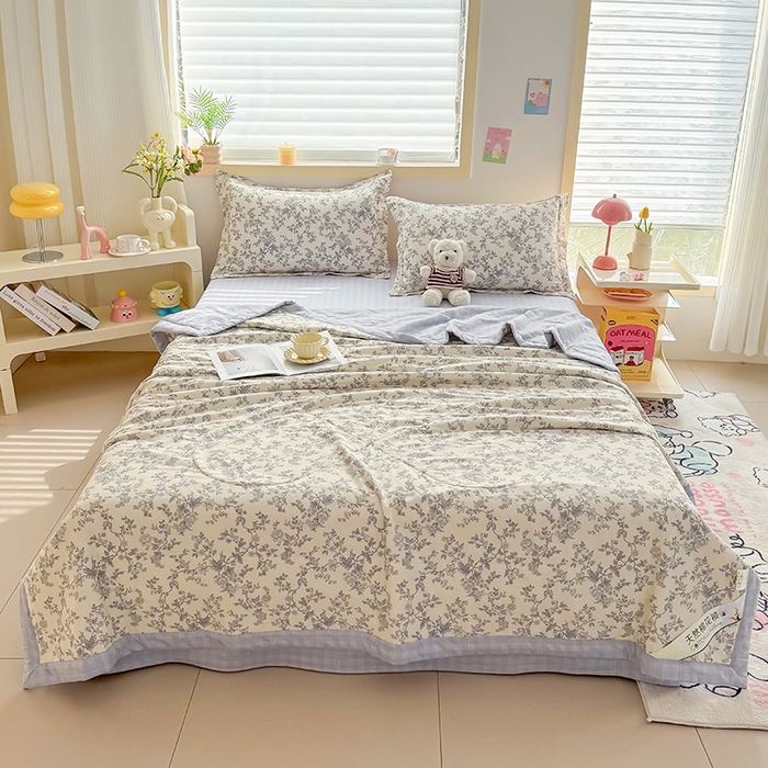 91家纺网 家纺一手货源 找家纺 栩裕纺织 2025新款全棉印染棉花夏被夏凉被空调被 扶桑意晚