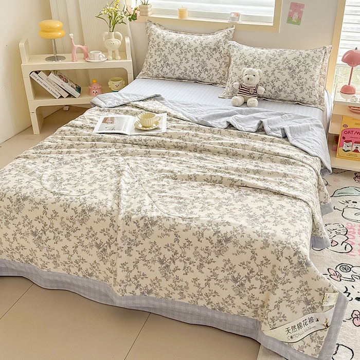 91家纺网 家纺一手货源 找家纺 栩裕纺织 2025新款全棉印染棉花夏被夏凉被空调被 扶桑意晚