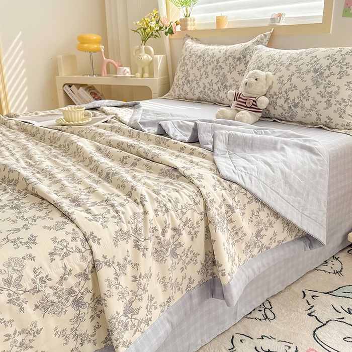 91家纺网 家纺一手货源 找家纺 栩裕纺织 2025新款全棉印染棉花夏被夏凉被空调被 扶桑意晚