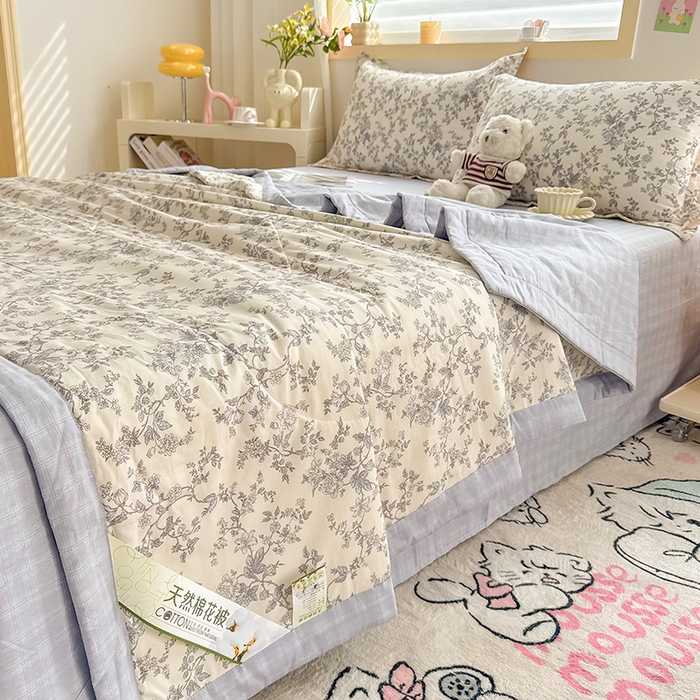 91家纺网 家纺一手货源 找家纺 栩裕纺织 2025新款全棉印染棉花夏被夏凉被空调被 扶桑意晚