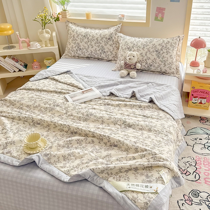 91家纺网 家纺一手货源 找家纺 栩裕纺织 2025新款全棉印染棉花夏被夏凉被空调被 扶桑意晚