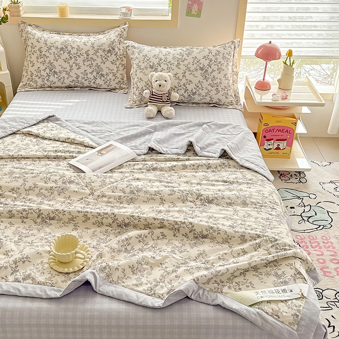 91家纺网 家纺一手货源 找家纺 栩裕纺织 2025新款全棉印染棉花夏被夏凉被空调被 扶桑意晚