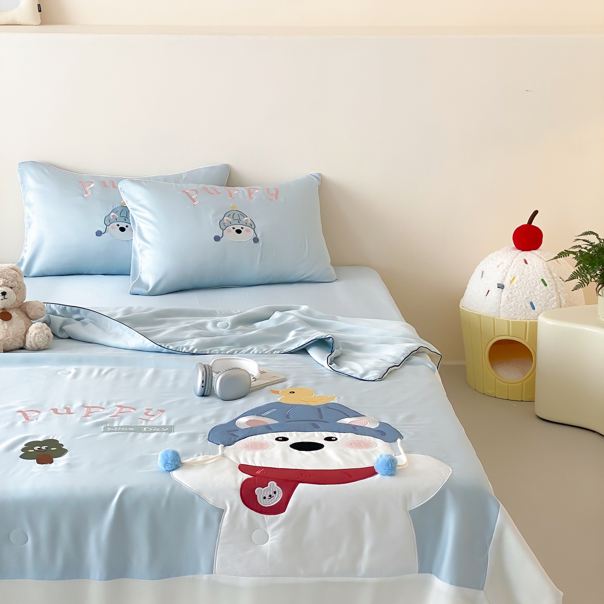 91家纺网 家纺一手货源 找家纺 （总）星野 2025新款60s进口奥地利兰精天丝刺绣夏被夏凉被空调被-奶团啵啵