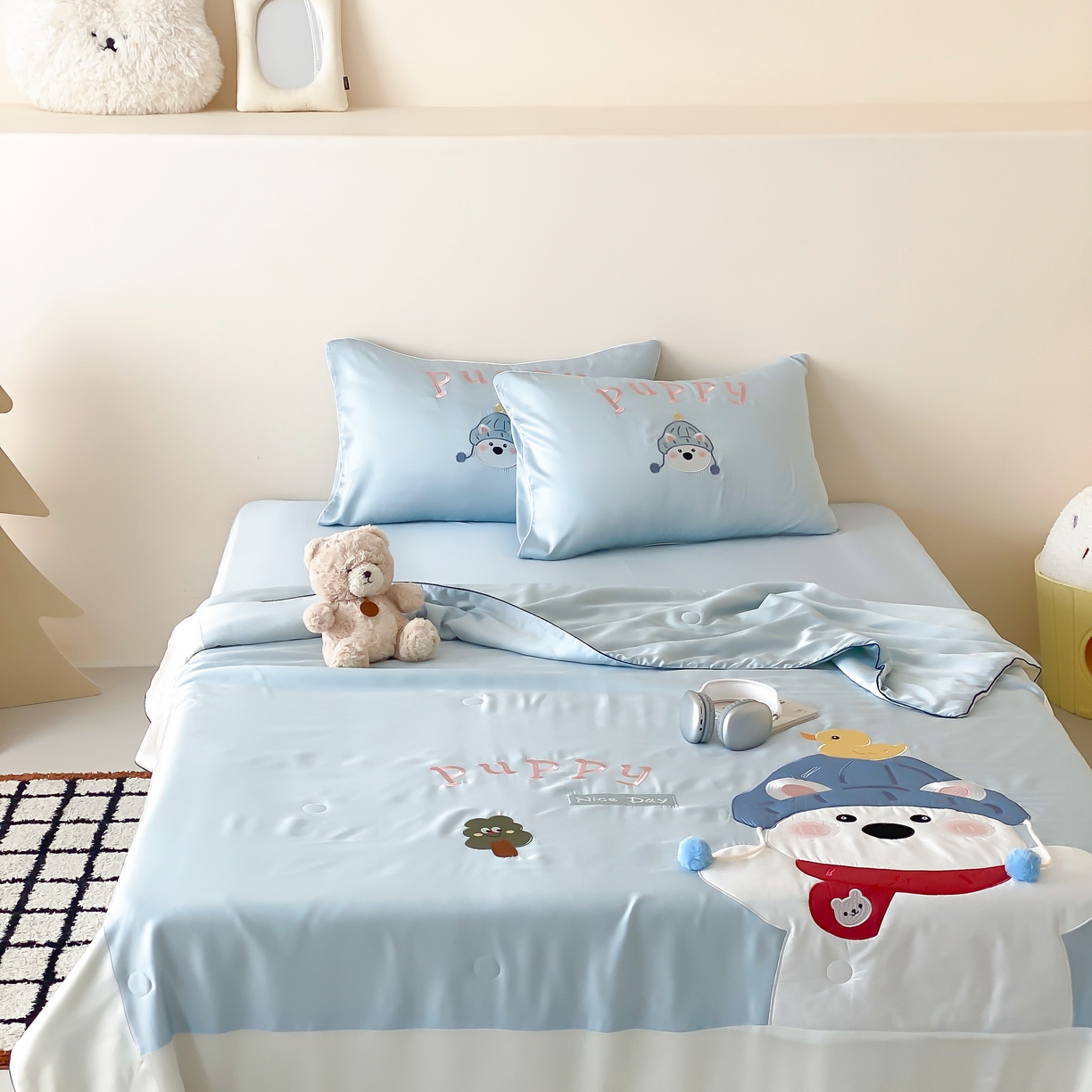 91家纺网 家纺一手货源 找家纺 （总）星野 2025新款60s进口奥地利兰精天丝刺绣夏被夏凉被空调被-奶团啵啵