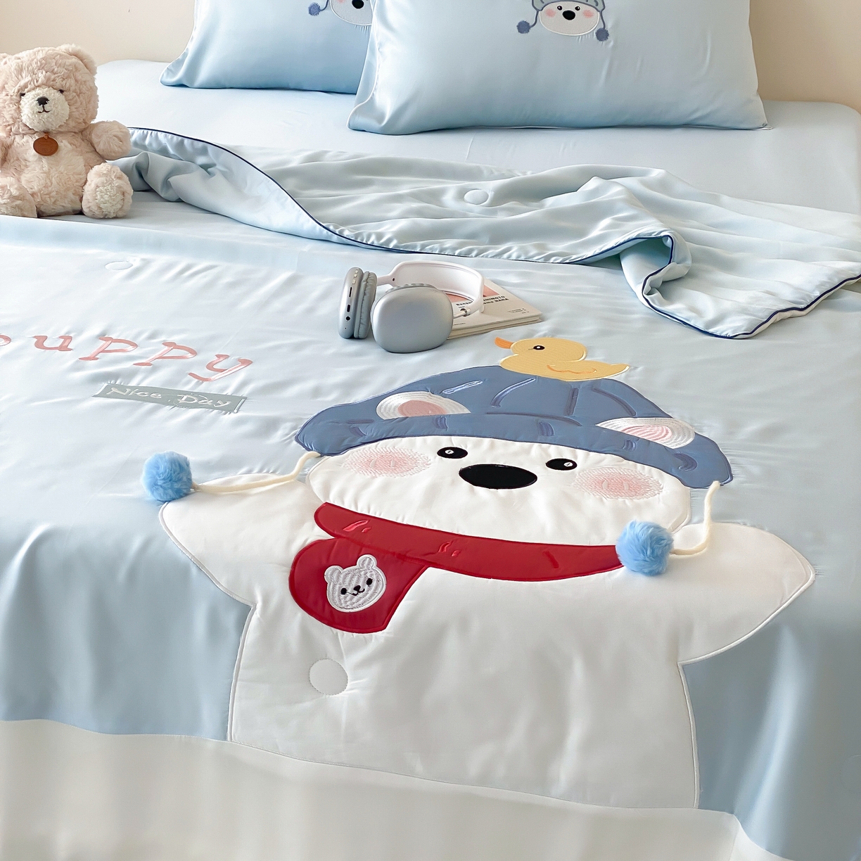 91家纺网 家纺一手货源 找家纺 （总）星野 2025新款60s进口奥地利兰精天丝刺绣夏被夏凉被空调被-奶团啵啵