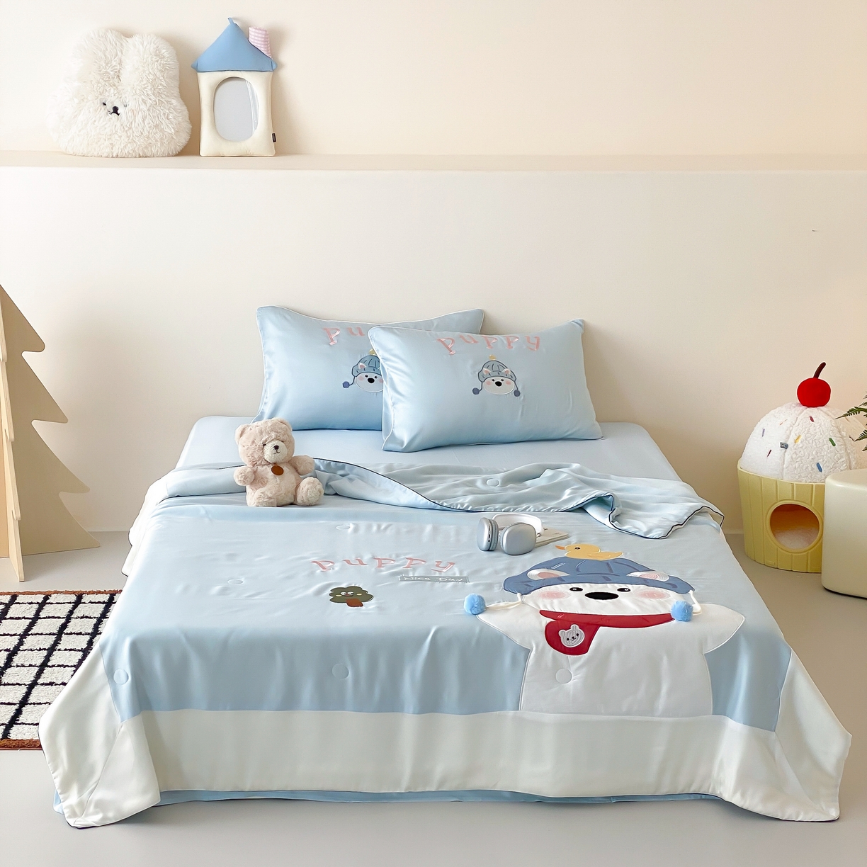 91家纺网 家纺一手货源 找家纺 （总）星野 2025新款60s进口奥地利兰精天丝刺绣夏被夏凉被空调被-奶团啵啵