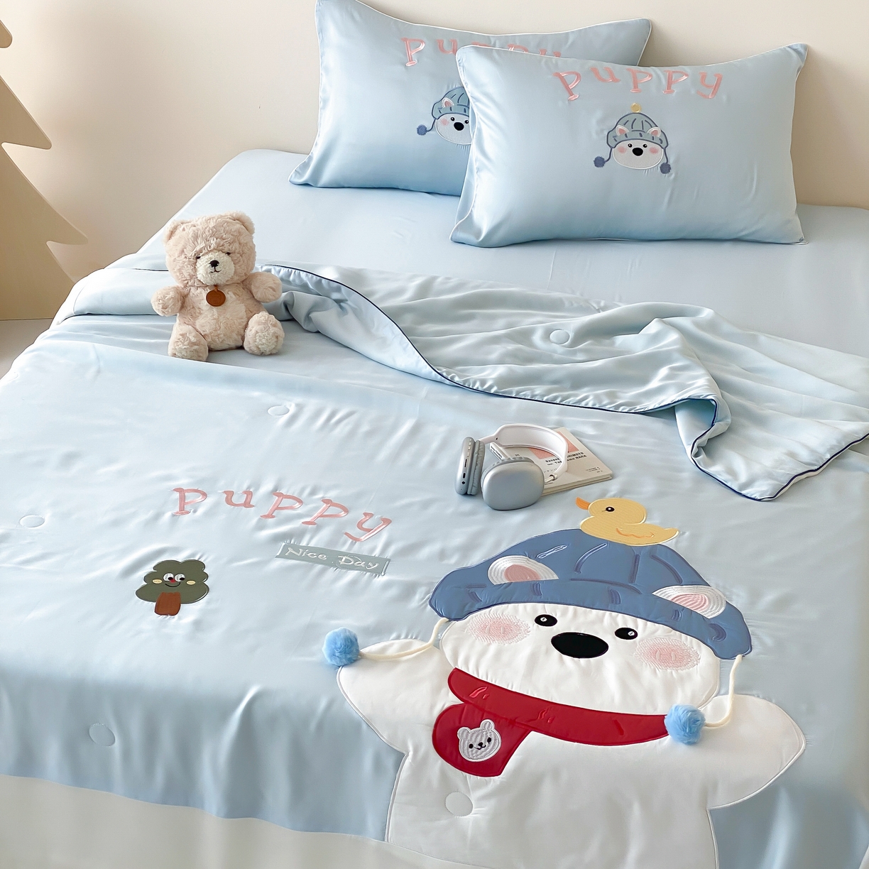 91家纺网 家纺一手货源 找家纺 （总）星野 2025新款60s进口奥地利兰精天丝刺绣夏被夏凉被空调被-奶团啵啵