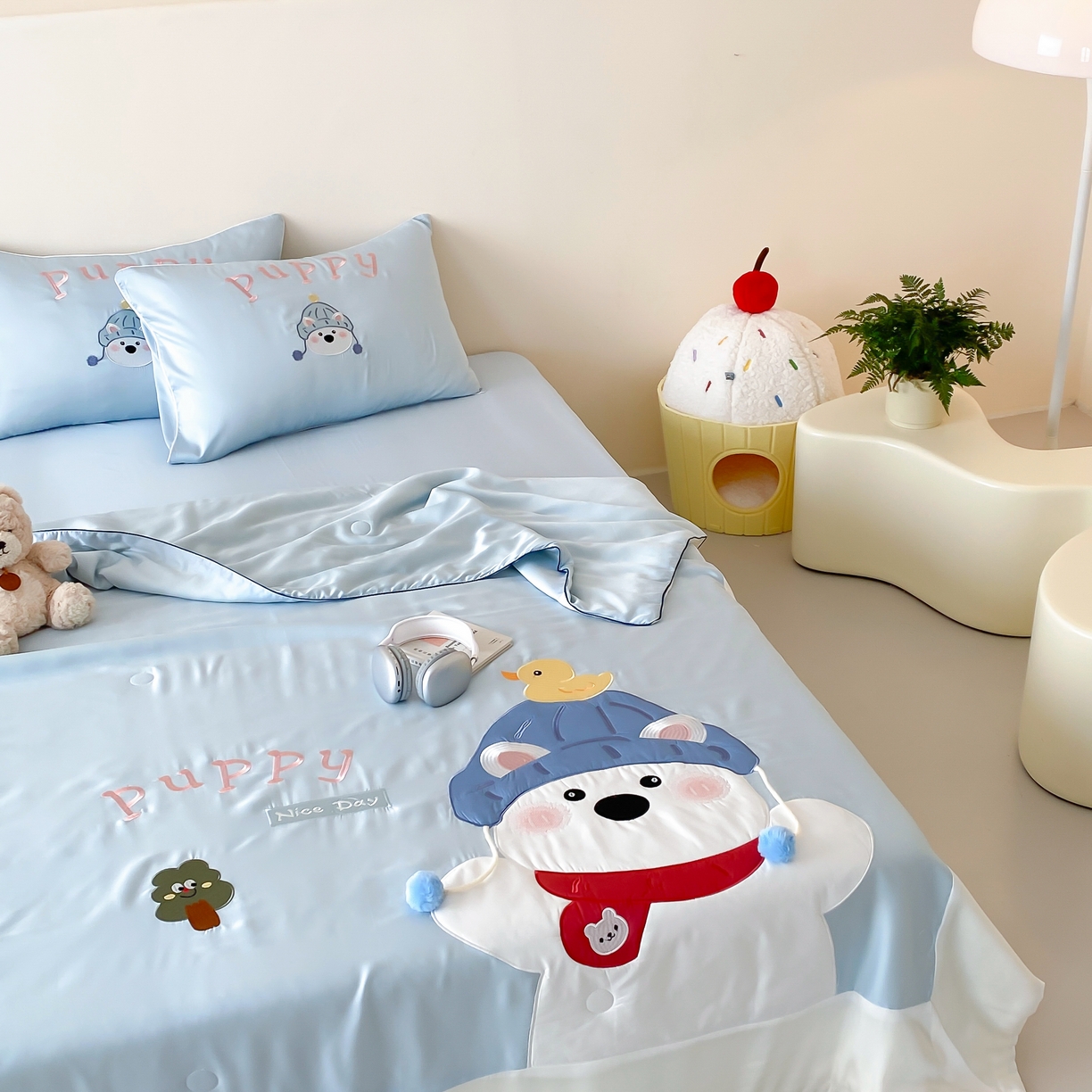 91家纺网 家纺一手货源 找家纺 （总）星野 2025新款60s进口奥地利兰精天丝刺绣夏被夏凉被空调被-奶团啵啵