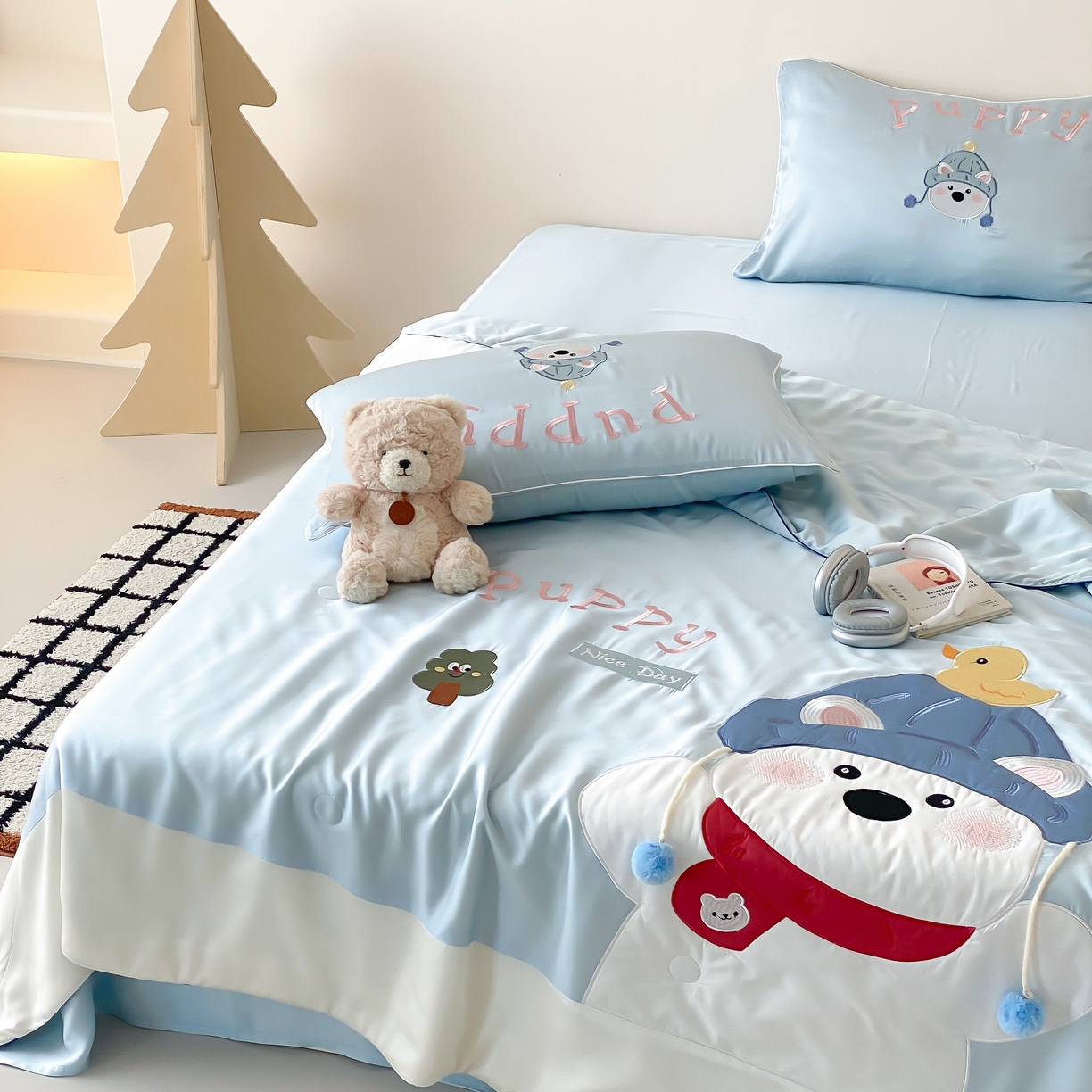 91家纺网 家纺一手货源 找家纺 （总）星野 2025新款60s进口奥地利兰精天丝刺绣夏被夏凉被空调被-奶团啵啵