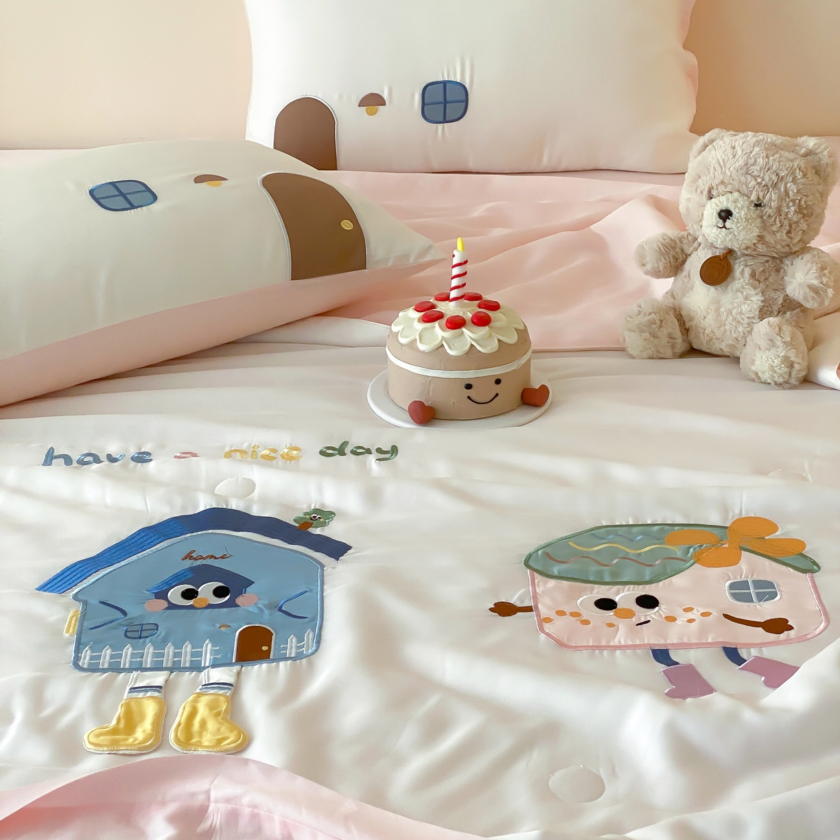 91家纺网 家纺一手货源 找家纺 星野 2025新款50s天丝刺绣夏被夏凉被空调被-格格屋 格格屋-粉