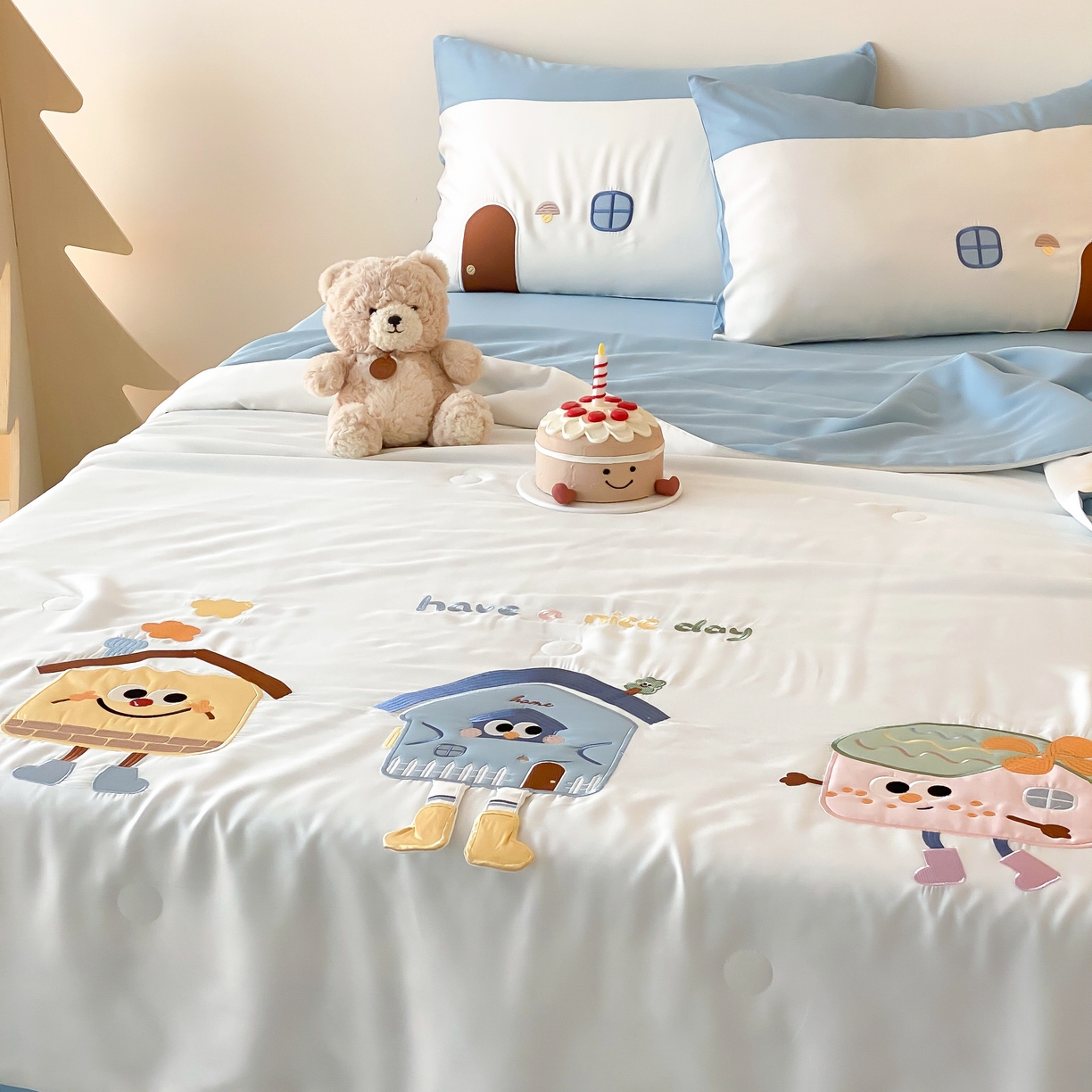 91家纺网 家纺一手货源 找家纺 星野 2025新款50s天丝刺绣夏被夏凉被空调被-格格屋 格格屋-蓝