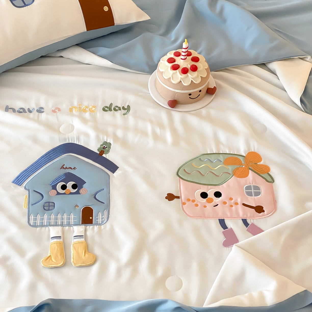 91家纺网 家纺一手货源 找家纺 星野 2025新款50s天丝刺绣夏被夏凉被空调被-格格屋 格格屋-蓝