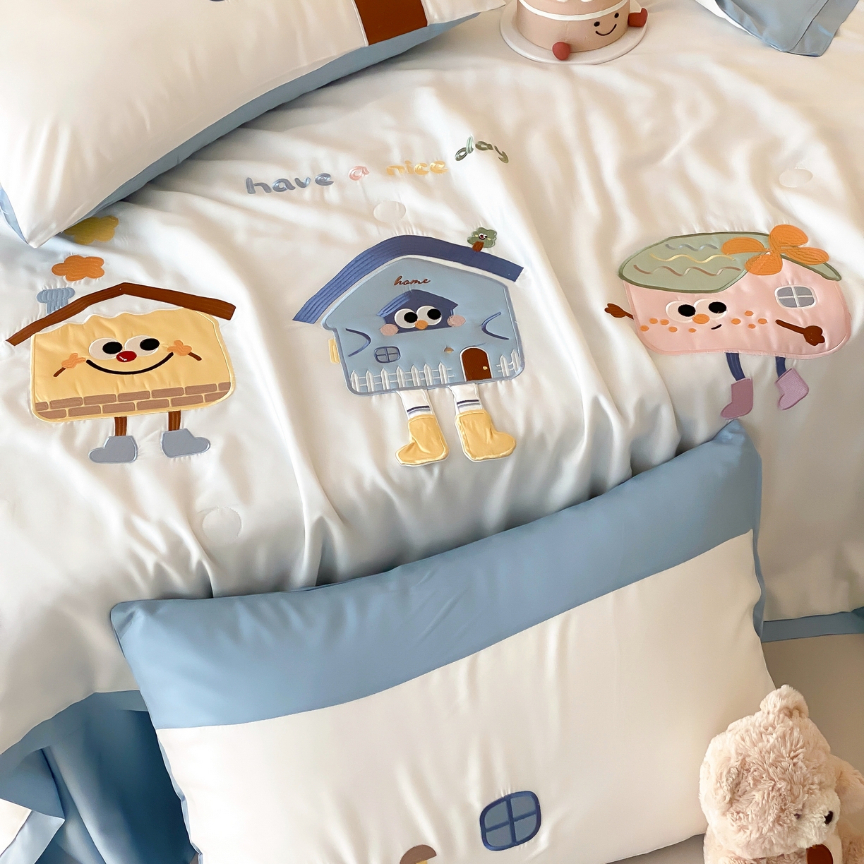 91家纺网 家纺一手货源 找家纺 星野 2025新款50s天丝刺绣夏被夏凉被空调被-格格屋 格格屋-蓝