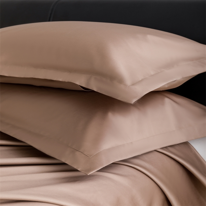 91家纺网 家纺一手货源 找家纺 宝时兰 2025新款全棉长绒棉纯棉100支纯色单人纯棉枕套量大优惠 布朗咖