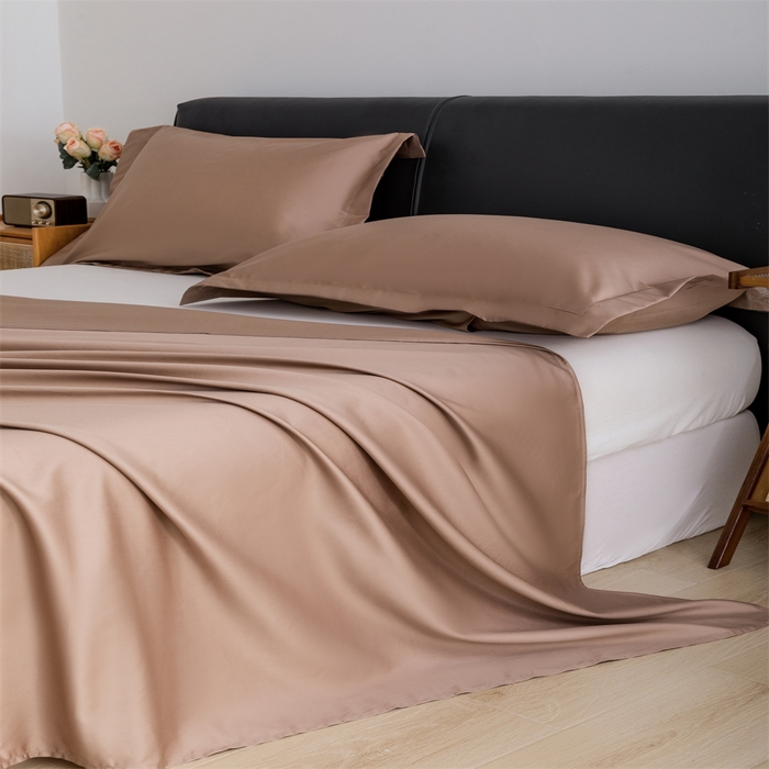 91家纺网 家纺一手货源 找家纺 宝时兰 2025新款全棉长绒棉纯棉100支纯色单人纯棉枕套量大优惠 布朗咖