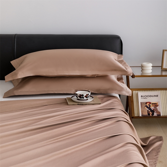 91家纺网 家纺一手货源 找家纺 宝时兰 2025新款全棉长绒棉纯棉100支纯色单人纯棉枕套量大优惠 布朗咖