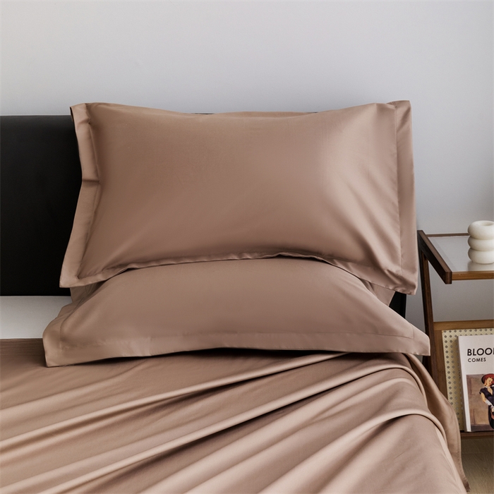 91家纺网 家纺一手货源 找家纺 宝时兰 2025新款全棉长绒棉纯棉100支纯色单人纯棉枕套量大优惠 布朗咖