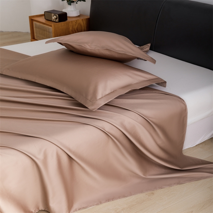 91家纺网 家纺一手货源 找家纺 宝时兰 2025新款全棉长绒棉纯棉100支纯色单人纯棉枕套量大优惠 布朗咖