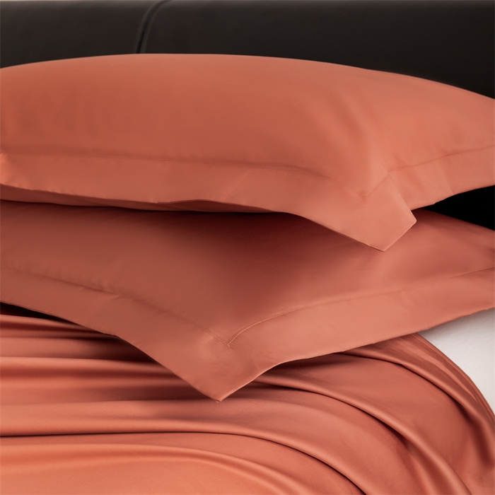 91家纺网 家纺一手货源 找家纺 宝时兰 2025新款全棉长绒棉纯棉100支纯色单人纯棉枕套量大优惠 枫叶橘