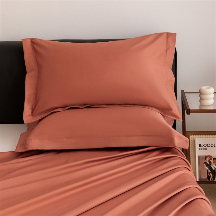 91家纺网 家纺一手货源 找家纺 宝时兰 2025新款全棉长绒棉纯棉100支纯色单人纯棉枕套量大优惠 枫叶橘