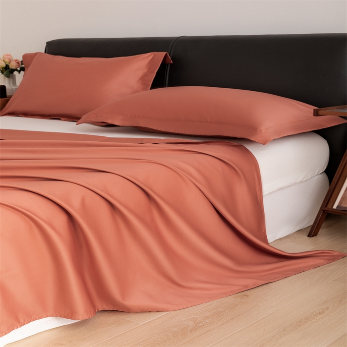 91家纺网 家纺一手货源 找家纺 宝时兰 2025新款全棉长绒棉纯棉100支纯色单人纯棉枕套量大优惠 枫叶橘