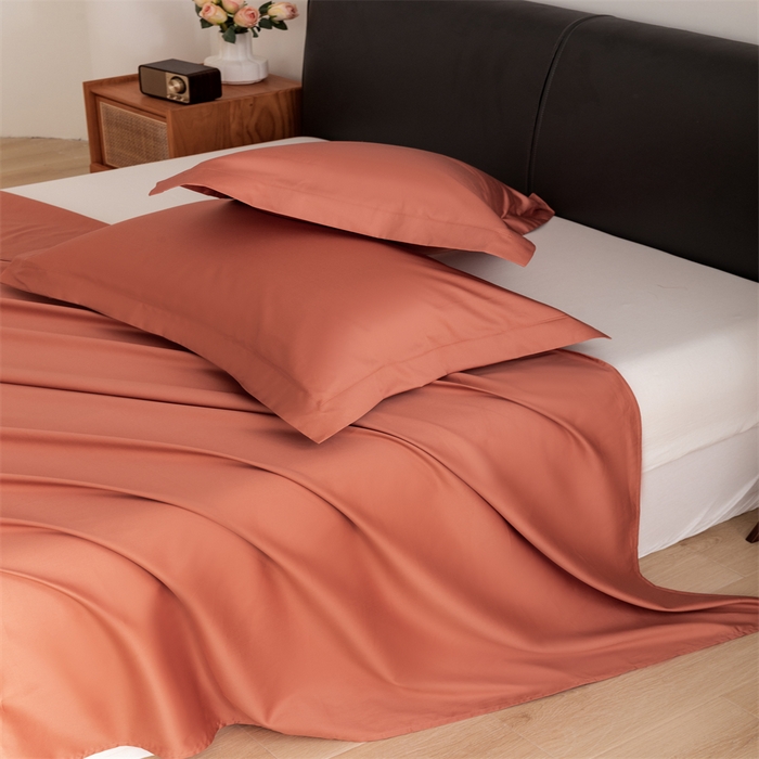 91家纺网 家纺一手货源 找家纺 宝时兰 2025新款全棉长绒棉纯棉100支纯色单人纯棉枕套量大优惠 枫叶橘