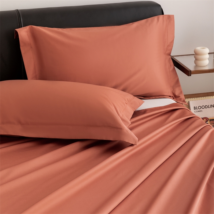 91家纺网 家纺一手货源 找家纺 宝时兰 2025新款全棉长绒棉纯棉100支纯色单人纯棉枕套量大优惠 枫叶橘