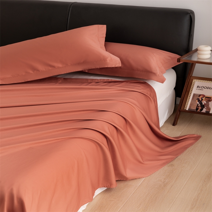 91家纺网 家纺一手货源 找家纺 宝时兰 2025新款全棉长绒棉纯棉100支纯色单人纯棉枕套量大优惠 枫叶橘