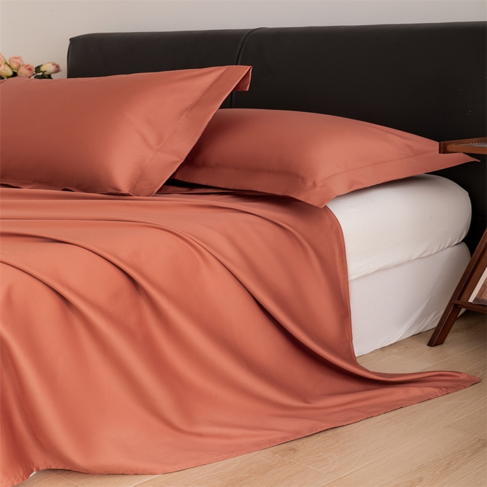 91家纺网 家纺一手货源 找家纺 宝时兰 2025新款全棉长绒棉纯棉100支纯色单人纯棉枕套量大优惠 枫叶橘