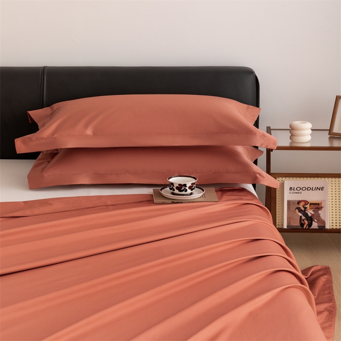 91家纺网 家纺一手货源 找家纺 宝时兰 2025新款全棉长绒棉纯棉100支纯色单人纯棉枕套量大优惠 枫叶橘