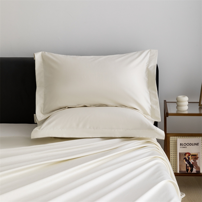 91家纺网 家纺一手货源 找家纺 宝时兰 2025新款全棉长绒棉纯棉100支纯色单人纯棉枕套量大优惠 奶昔白