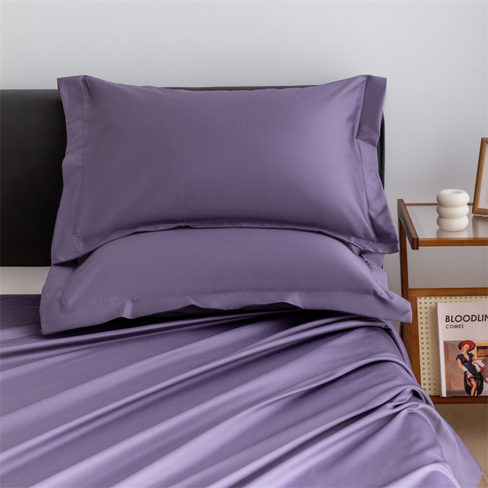 91家纺网 家纺一手货源 找家纺 宝时兰 2025新款全棉长绒棉纯棉100支纯色单人纯棉枕套量大优惠 凝夜紫