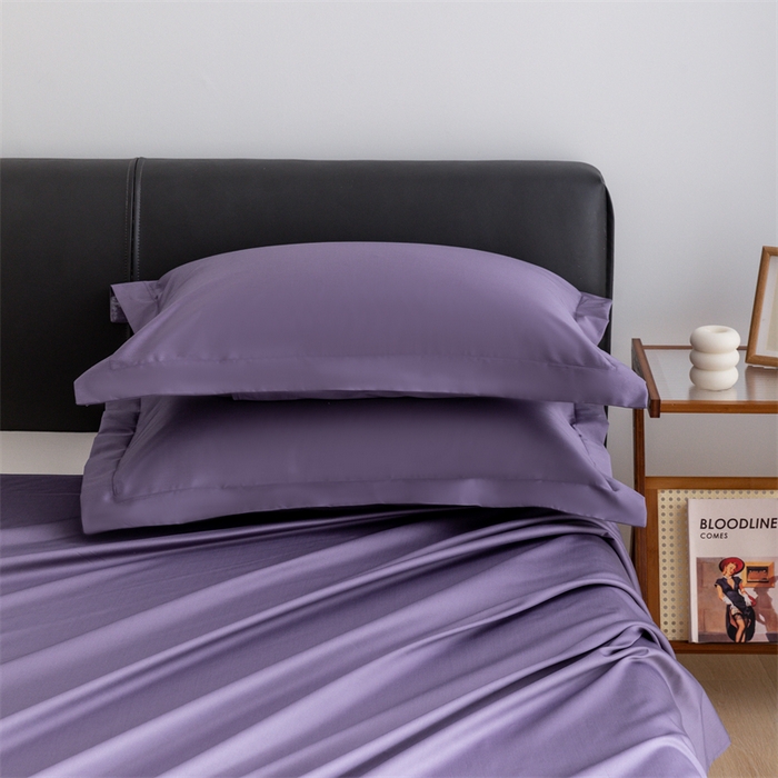 91家纺网 家纺一手货源 找家纺 宝时兰 2025新款全棉长绒棉纯棉100支纯色单人纯棉枕套量大优惠 凝夜紫