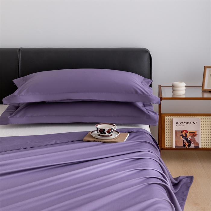 91家纺网 家纺一手货源 找家纺 宝时兰 2025新款全棉长绒棉纯棉100支纯色单人纯棉枕套量大优惠 凝夜紫