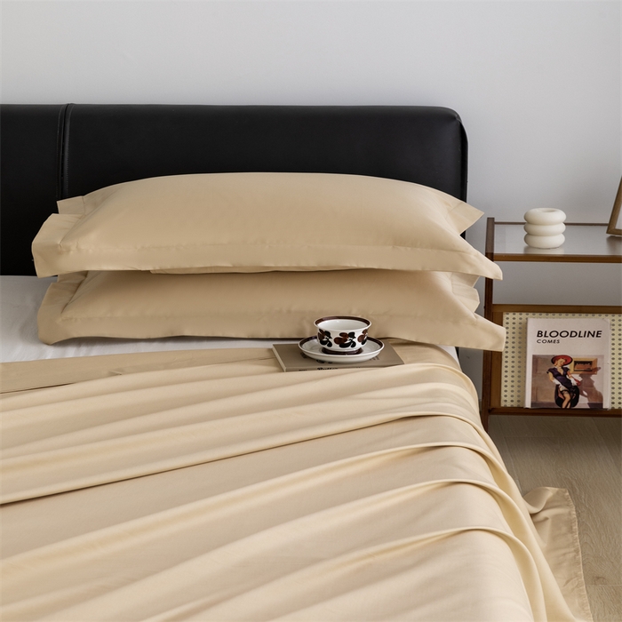 91家纺网 家纺一手货源 找家纺 宝时兰 2025新款全棉长绒棉纯棉100支纯色单人纯棉枕套量大优惠 香槟金