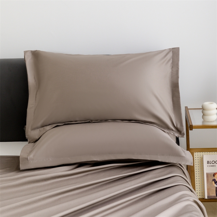 91家纺网 家纺一手货源 找家纺 宝时兰 2025新款全棉长绒棉纯棉100支纯色单人纯棉枕套量大优惠 雅棕灰