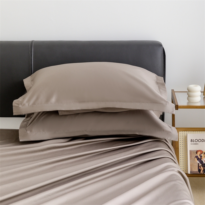 91家纺网 家纺一手货源 找家纺 宝时兰 2025新款全棉长绒棉纯棉100支纯色单人纯棉枕套量大优惠 雅棕灰