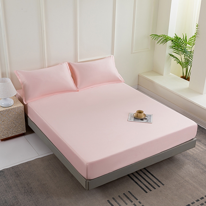 91家纺网 家纺一手货源 找家纺 潮邦创意家居 2025新款亲肤活性印染水洗真丝床垫凉席单床笠 樱花粉