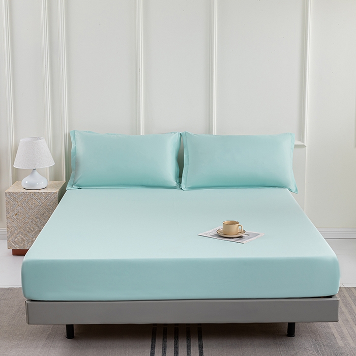 91家纺网 家纺一手货源 找家纺 潮邦创意家居 2025新款亲肤活性印染水洗真丝床垫凉席单床笠 薄荷绿